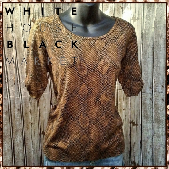 White House Black Market Tops - 1/2 Sleeve Knit Python Print Top by WHBM